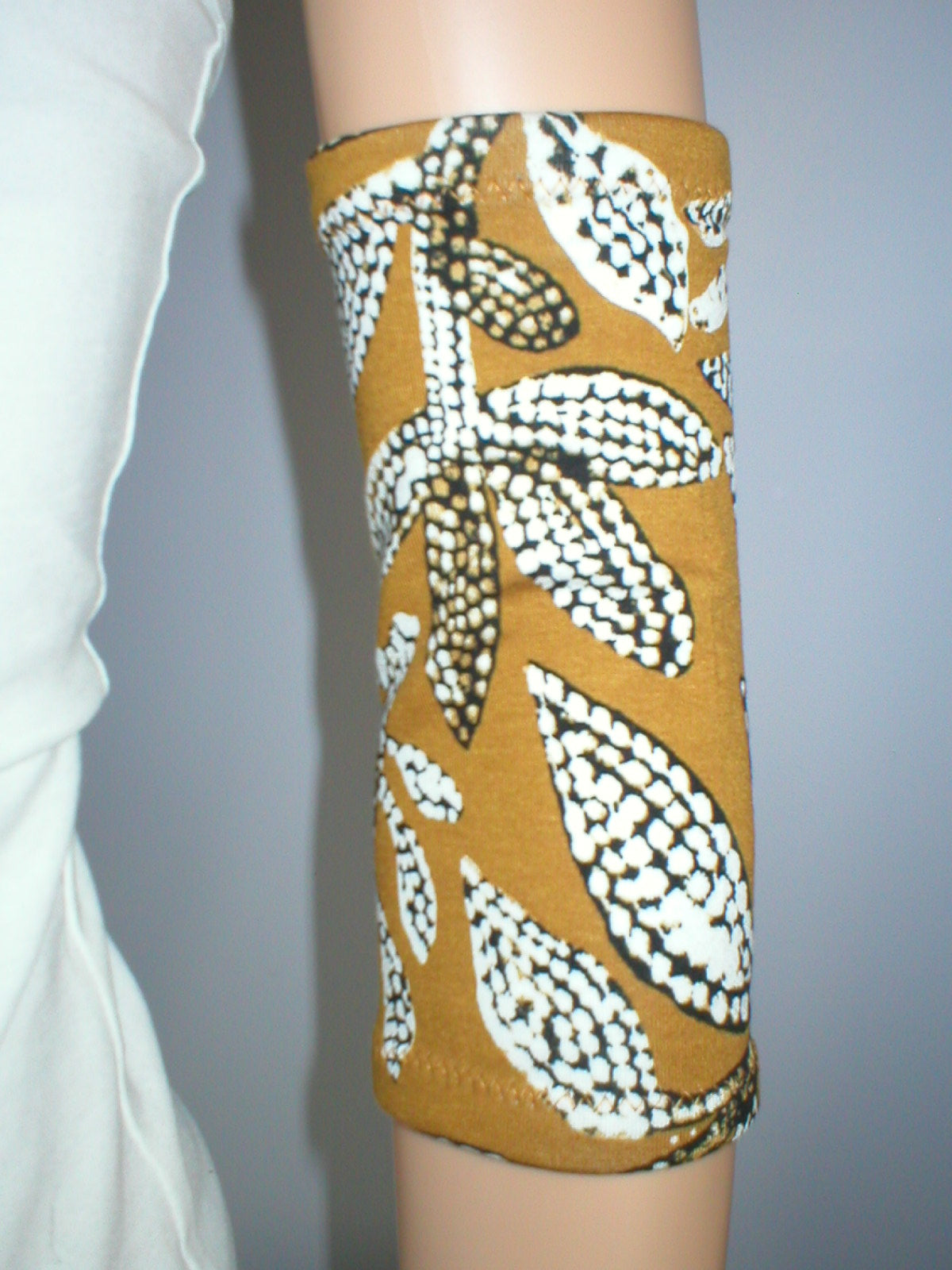 Premium soft picc covers - Small - Ochre dotty leaves